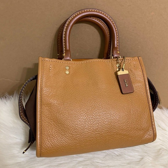 COACH ROGUE 25 Rare Light Saddle Bamboo Leather/Suede 3-way Satchel #21598 C3877 - Picture 13 of 16